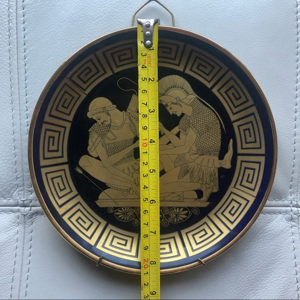 Vintage Neofitou 24K Gold Hand Made in Greece Keramik Decorative Plate Blue